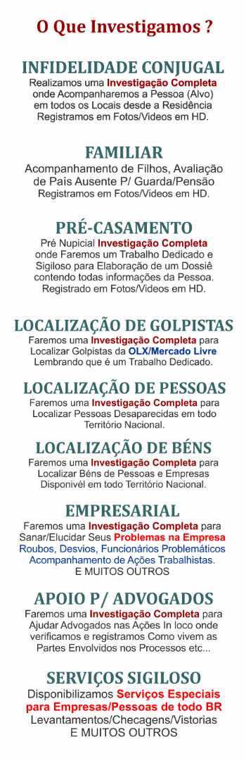 Detetive Bira investigações Sigilosas Alto Padrão